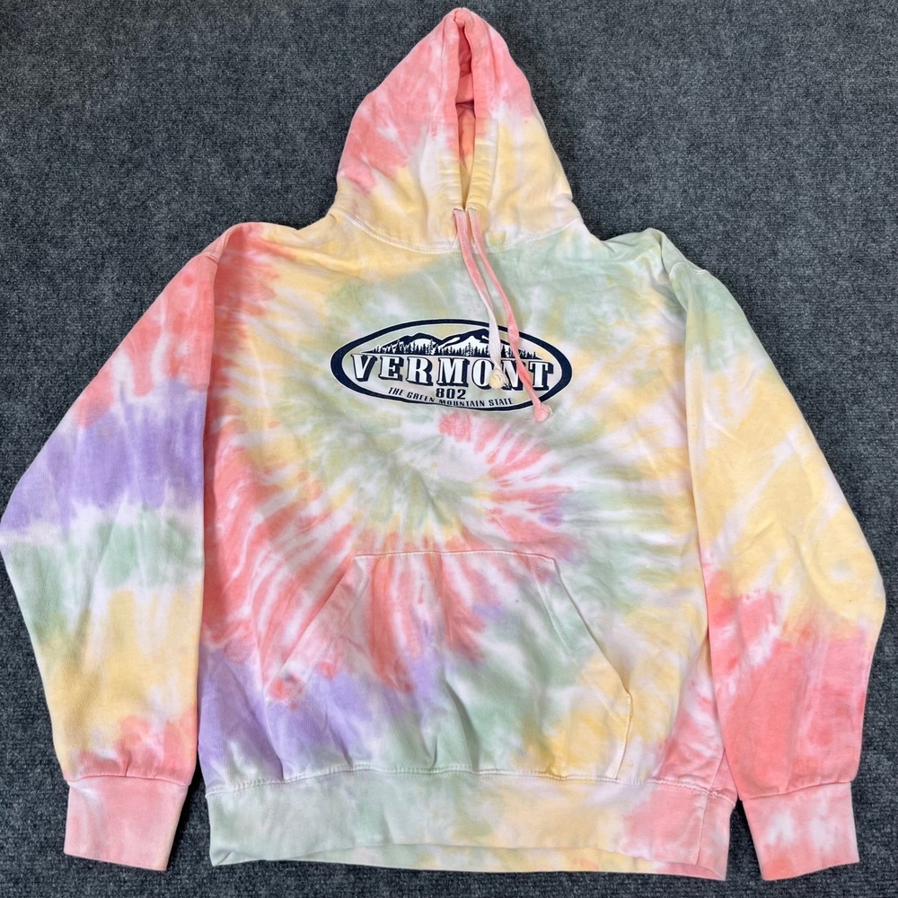 Colortone Vermont 802 Green Mountain State Tie Dye Hoodie Pastel Large